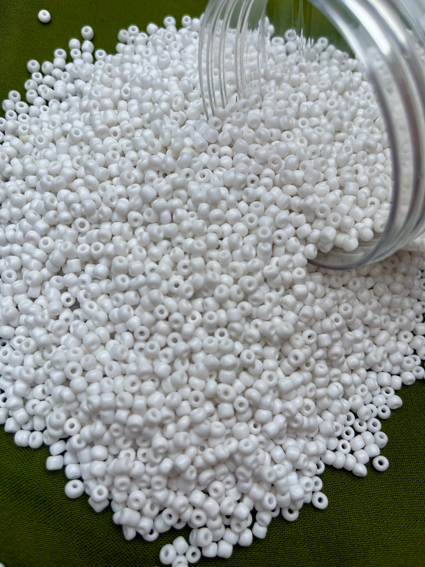 Mini Round Glass Seeds for Embroidery and Jewelry (White)