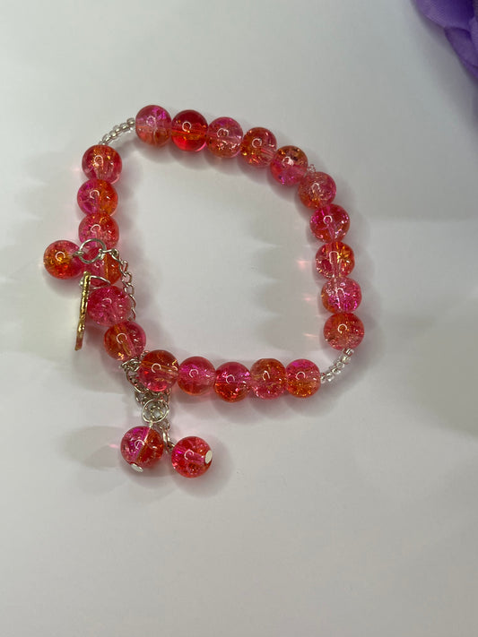 Butterfly Crystal Glass Bracelet, Chinese Style Jade Bead Bracelet, Super Fairy Butterfly Broken Bead Bracelet