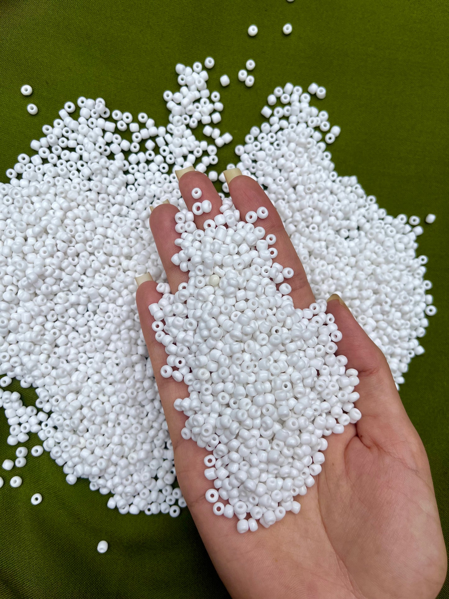 Mini Round Glass Seeds for Embroidery and Jewelry (White)