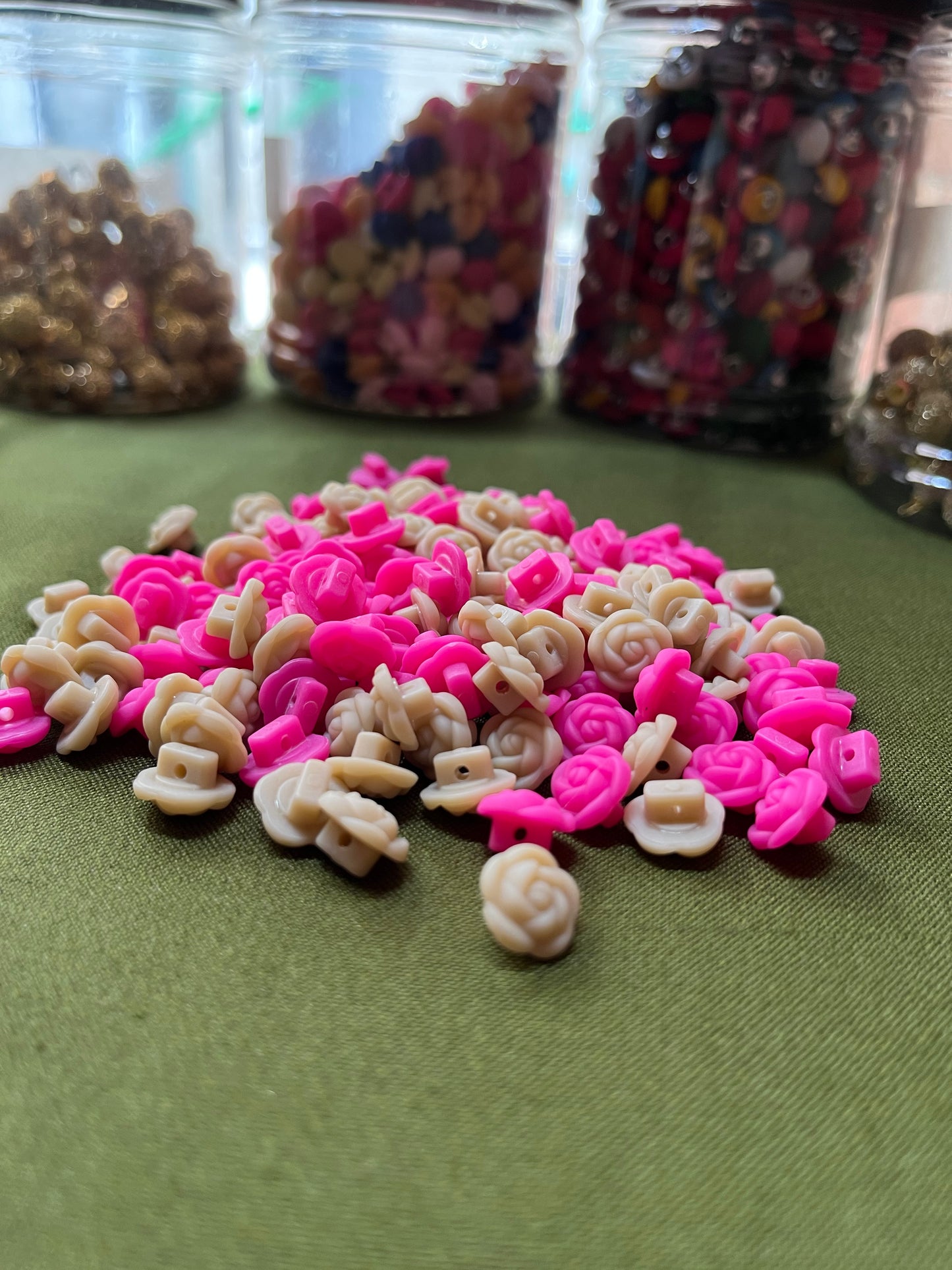 Matt Rose Flower Buttons
