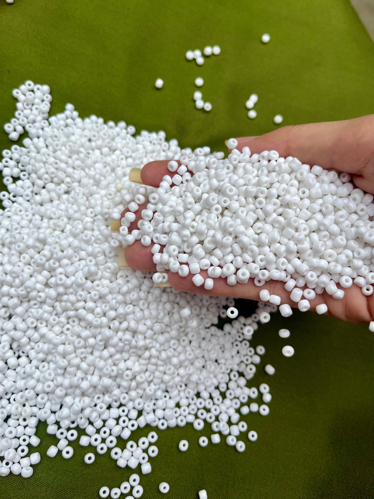 Mini Round Glass Seeds for Embroidery and Jewelry (White)