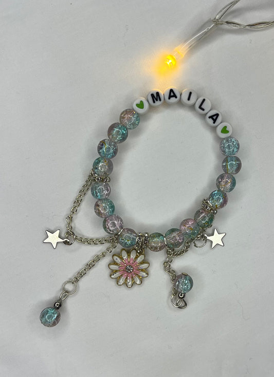 Personalized Wedding Party Beaded Pearl Bracelet | Bride, Mrs, Maid of Honor, Bridesmaid Bracelet