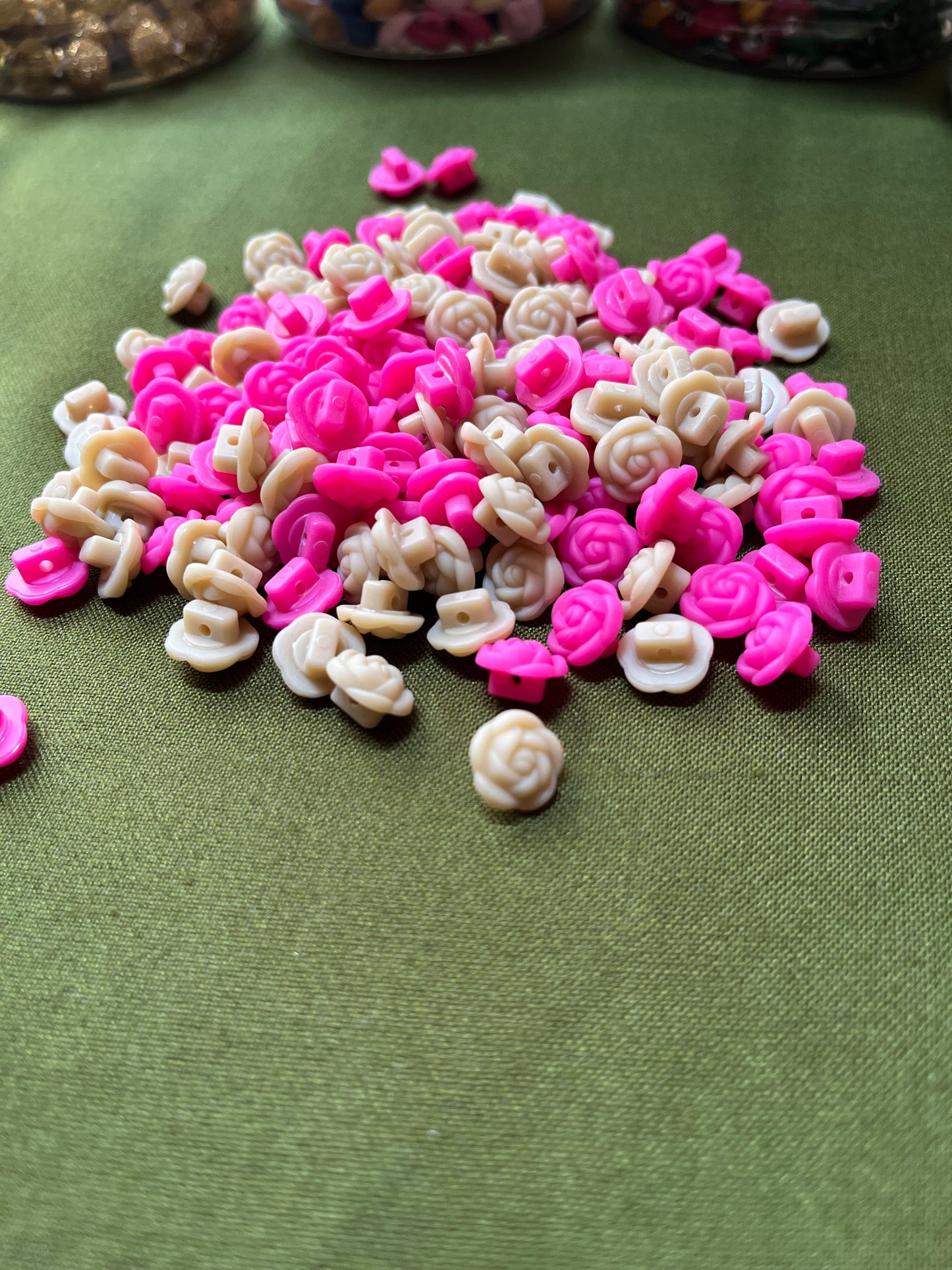 Matt Rose Flower Buttons