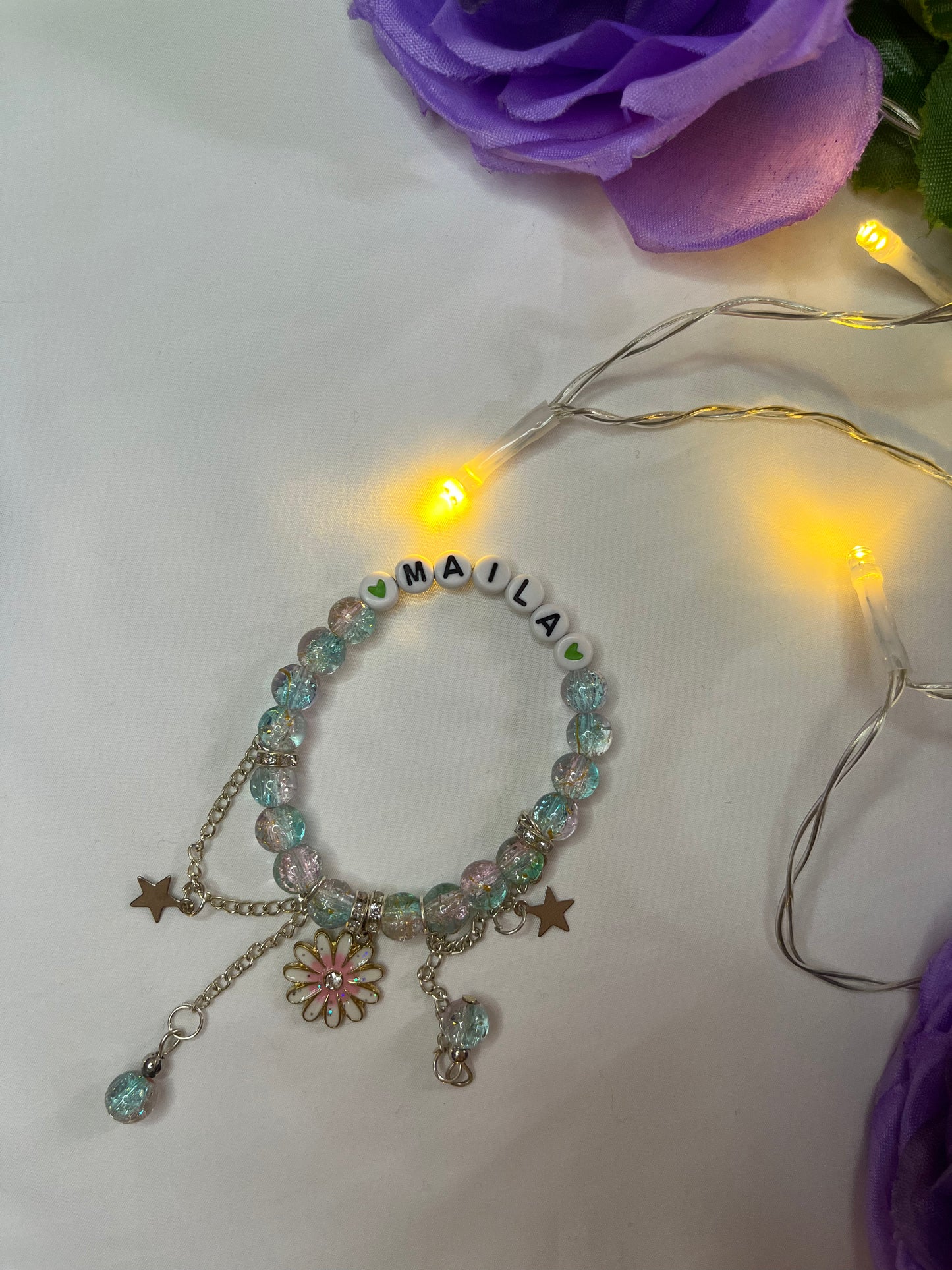 Personalized Wedding Party Beaded Pearl Bracelet | Bride, Mrs, Maid of Honor, Bridesmaid Bracelet